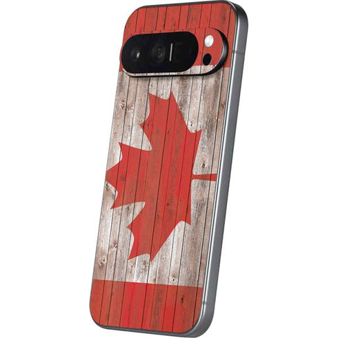 Canadian Flag Dark Wood Pixel 9 Pro XL Skin